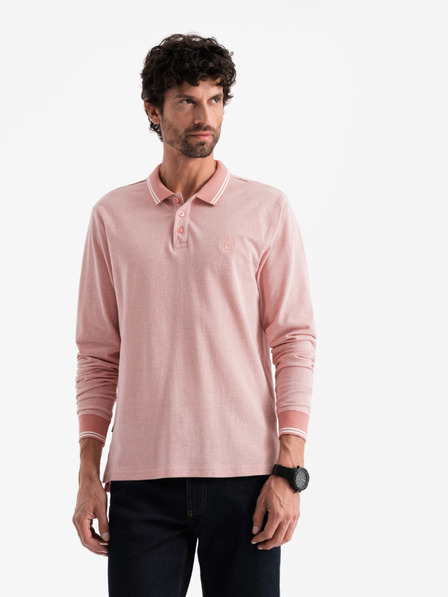 Ombre Clothing Moška izvezena polo majica z dolgimi rokavi Ombre Clothing
