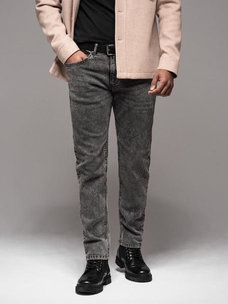 Ombre Clothing Moške hlače iz džinsa STRAIGHT LEG - črne V1 OM-PADP-0133 Ombre Clothing