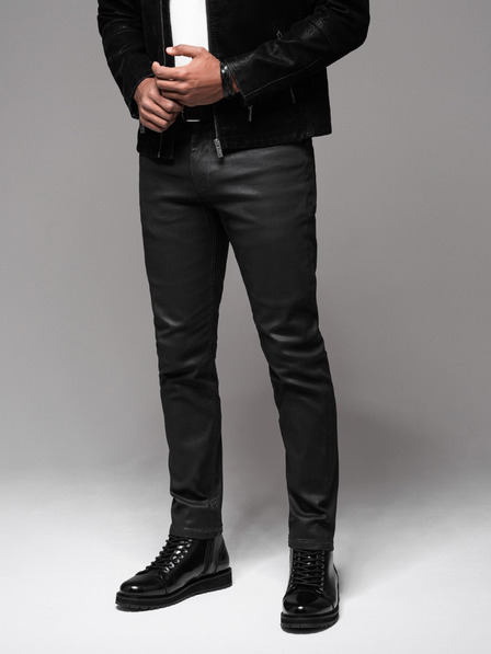 Ombre Clothing Moške hlače iz džinsa STRAIGHT LEG - črne V1 OM-PADP-0133 Ombre Clothing