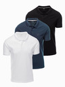Ombre Clothing Moška bombažna polo majica BASIC - črna/temno modra/bela V1 OM-POBS-0133 Ombre oblačila
