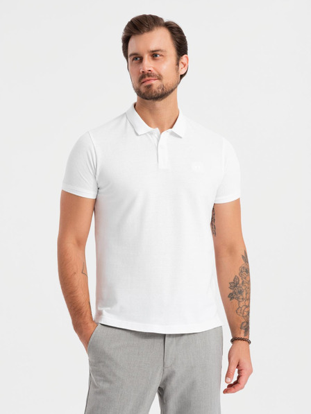 Ombre Clothing Moška bombažna polo majica BASIC - črna/temno modra/bela V1 OM-POBS-0133 Ombre oblačila
