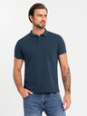 Ombre Clothing Moška bombažna polo majica BASIC - črna/temno modra/bela V1 OM-POBS-0133 Ombre oblačila