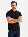 Ombre Clothing Moška bombažna polo majica BASIC - črna/temno modra/bela V1 OM-POBS-0133 Ombre oblačila