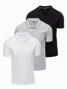 Ombre Clothing Moška bombažna polo majica BASIC - črna/melanžno siva/bela V2 OM-POBS-0133 Ombre Clothing