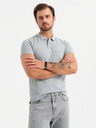 Ombre Clothing Moška bombažna polo majica BASIC - črna/melanžno siva/bela V2 OM-POBS-0133 Ombre Clothing