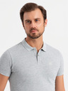 Ombre Clothing Moška bombažna polo majica BASIC - črna/melanžno siva/bela V2 OM-POBS-0133 Ombre Clothing