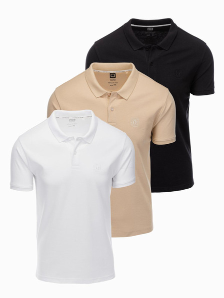 Ombre Clothing Moška bombažna polo majica BASIC - črna/bela/bež V7 OM-POBS-0133 Ombre Clothing