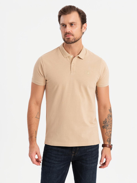 Ombre Clothing Moška bombažna polo majica BASIC - črna/bela/bež V7 OM-POBS-0133 Ombre Clothing