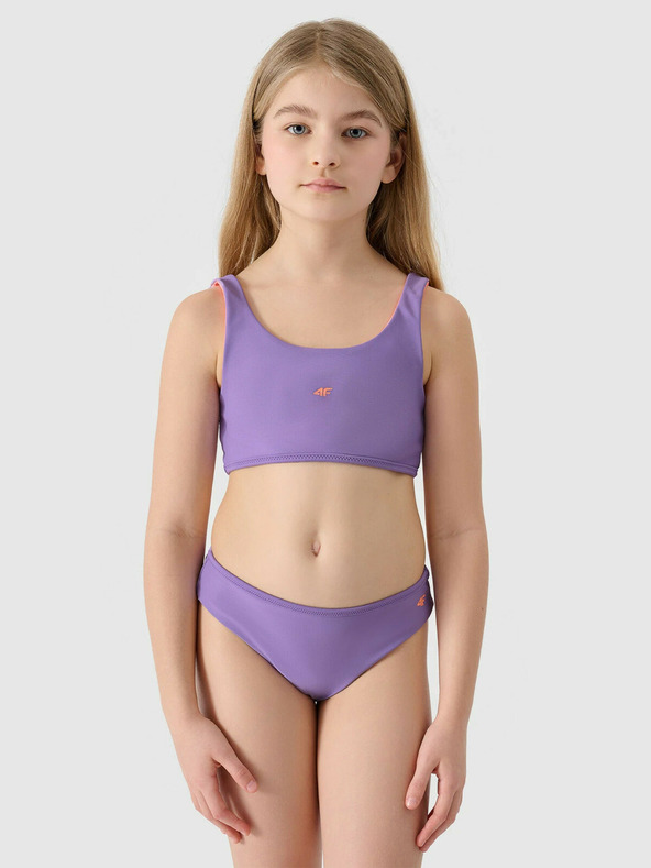 4F Dekliške dvodelne kopalke 4F - koralna/vijolična