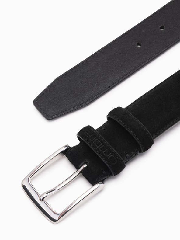 Ombre Clothing Moški enobarvni pas iz naravnega semiša črna Ombre Clothing