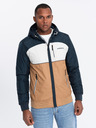 Ombre Clothing Moška lahka barvna športna jakna s flisom rjava Ombre Clothing
