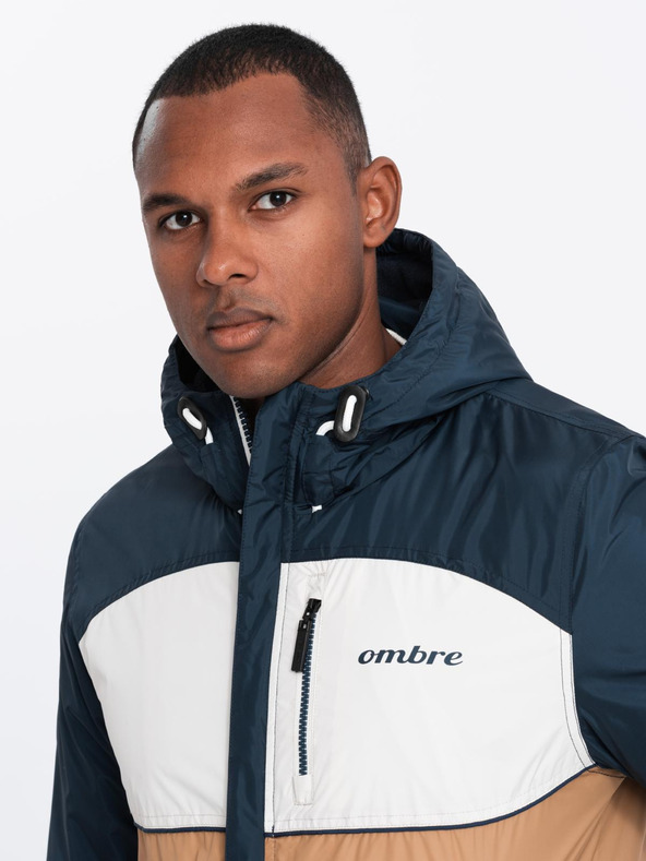 Ombre Clothing Moška lahka barvna športna jakna s flisom rjava Ombre Clothing