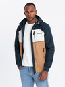 Ombre Clothing Moška lahka barvna športna jakna s flisom rjava Ombre Clothing