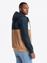 Ombre Clothing Moška lahka barvna športna jakna s flisom rjava Ombre Clothing