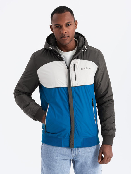Ombre Clothing Moška lahka barvna športna jakna s flisom modra Ombre Clothing