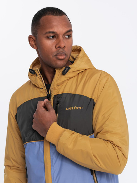 Ombre Clothing Moška lahka barvna športna jakna s flisom modra Ombre Clothing