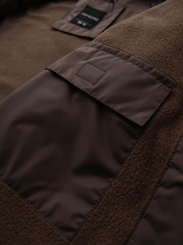 Ombre Clothing Moška lahka barvna športna jakna iz flisa bež Ombre Clothing