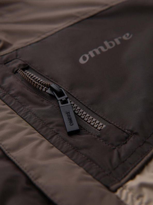 Ombre Clothing Moška lahka barvna športna jakna iz flisa bež Ombre Clothing