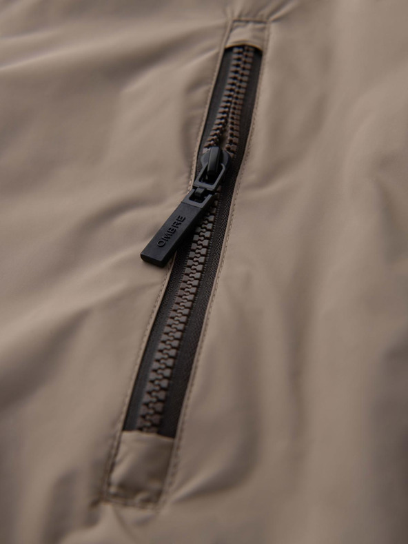 Ombre Clothing Moška lahka barvna športna jakna iz flisa bež Ombre Clothing