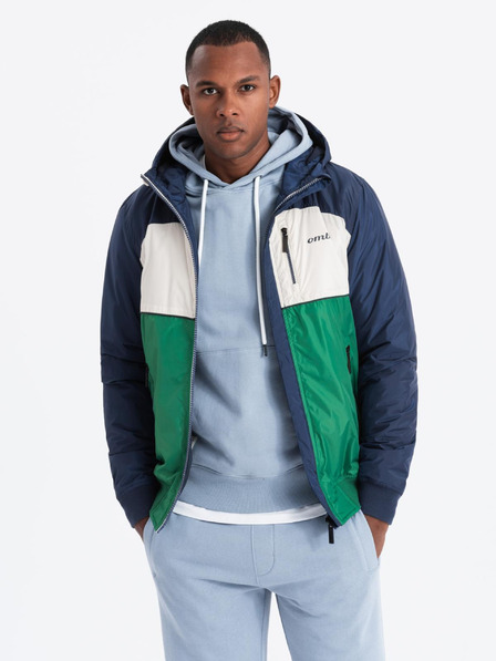 Ombre Clothing Moška lahka barvna športna jakna iz flisa zelena Ombre Clothing