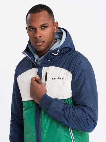 Ombre Clothing Moška lahka barvna športna jakna iz flisa zelena Ombre Clothing