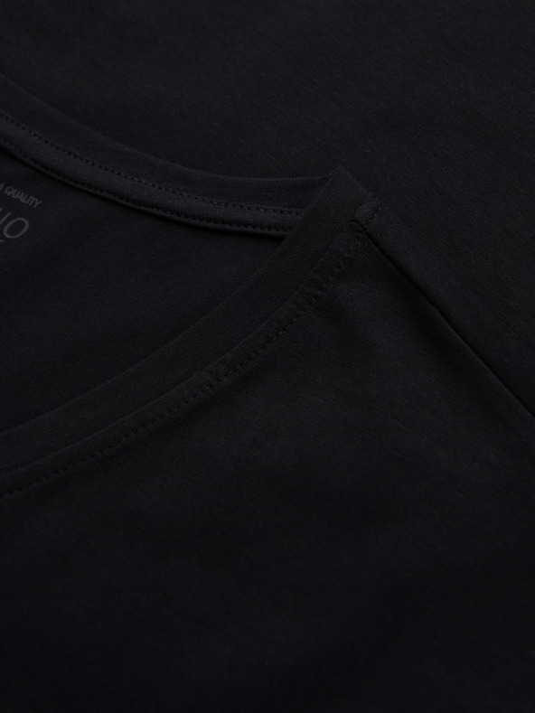 Ombre Clothing Moška majica SLIM FIT z V-izrezom, elastanom in potiskom črna Ombre Clothing