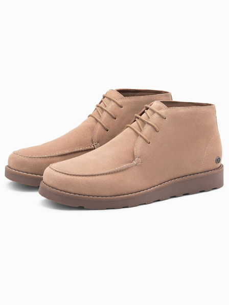 Ombre Clothing Moški gležnjarji iz semiša z debelim podplatom bež barve Ombre Clothing