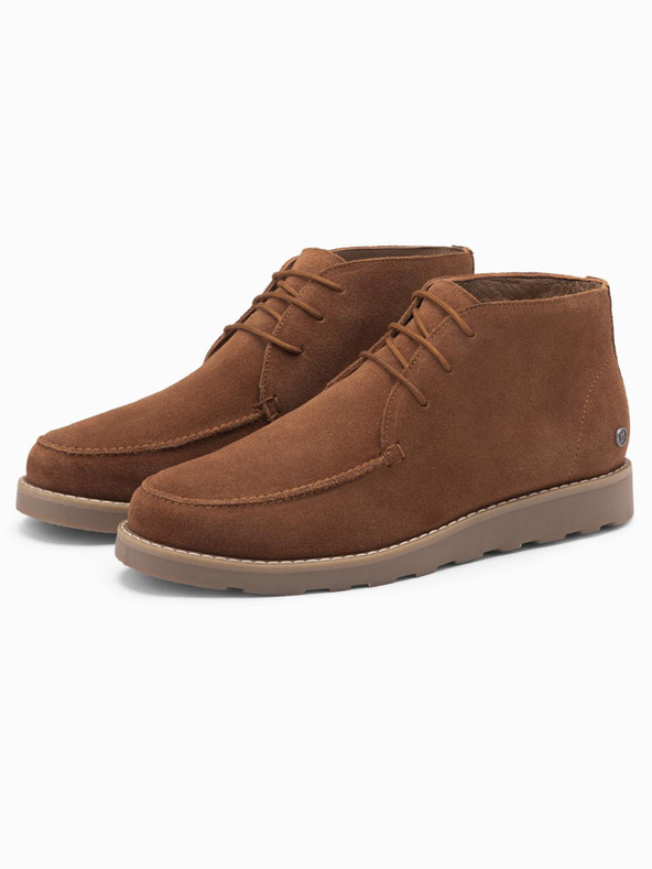 Ombre Clothing Moški gležnjarji iz semiša z debelim podplatom rjave barve Ombre Clothing