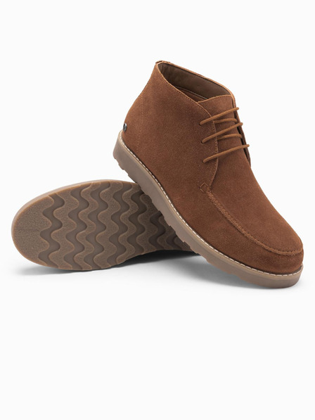 Ombre Clothing Moški gležnjarji iz semiša z debelim podplatom rjave barve Ombre Clothing