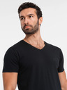 Ombre Clothing Moška SLIM FIT majica z V-izrezom, elastanom in črnim potiskom Ombre oblačila
