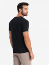 Ombre Clothing Moška SLIM FIT majica z V-izrezom, elastanom in črnim potiskom Ombre oblačila