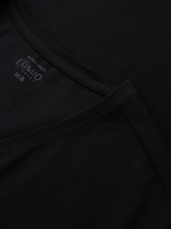 Ombre Clothing Moška SLIM FIT majica z V-izrezom, elastanom in črnim potiskom Ombre oblačila