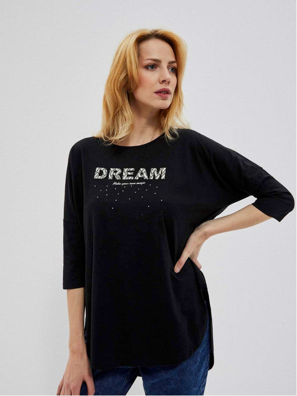 Moodo Črna ženska dolga srajca Moodo