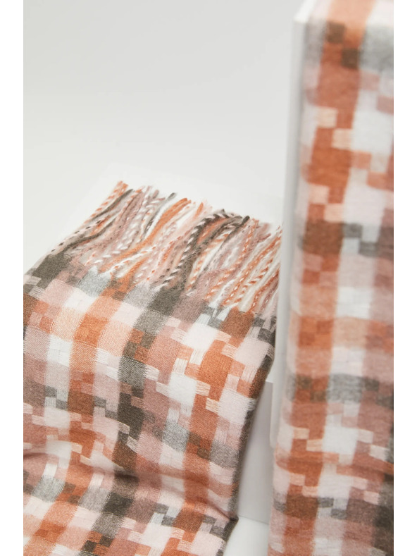 Moodo Bielo-hnedá dámska kockovaná šála Moodo