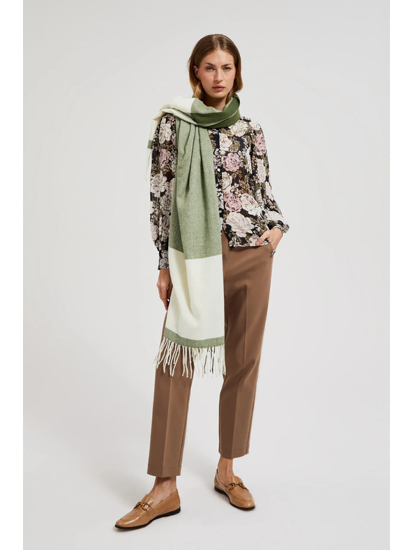 Moodo Belo-zeleni ženski šal Moodo