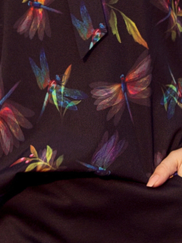 numoco Temno modra vzorčasta ženska bluza s tkanjem Numoco