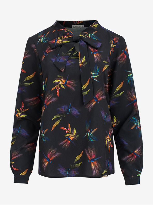 numoco Temno modra vzorčasta ženska bluza s tkanjem Numoco