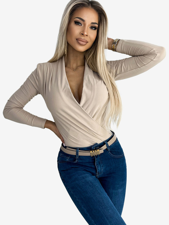 numoco Bež žensko telovadno oblačilo Numoco s širokim vratnim izrezom