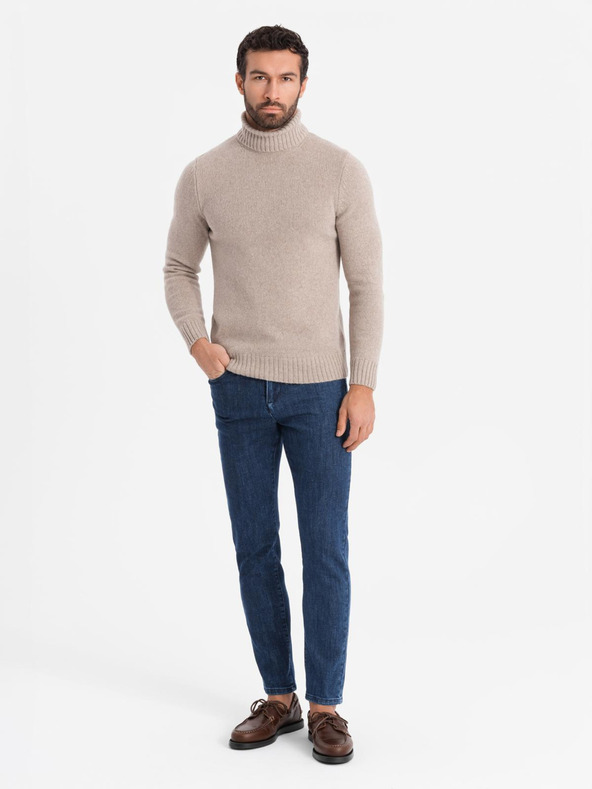 Ombre Clothing Moške klasične sprane kavbojke REGULAR FIT modre barve Ombre oblačila