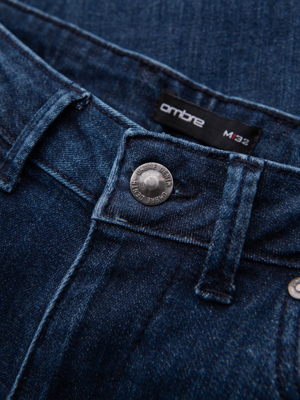 Ombre Clothing Moške klasične sprane kavbojke REGULAR FIT modre barve Ombre oblačila