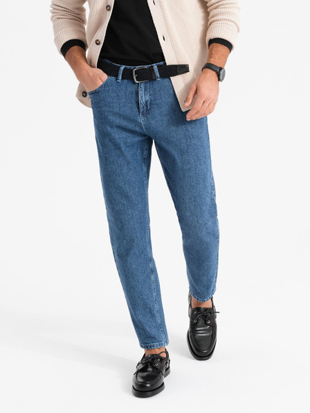 Ombre Clothing Moške klasične sprane kavbojke REGULAR FIT modre barve Ombre oblačila