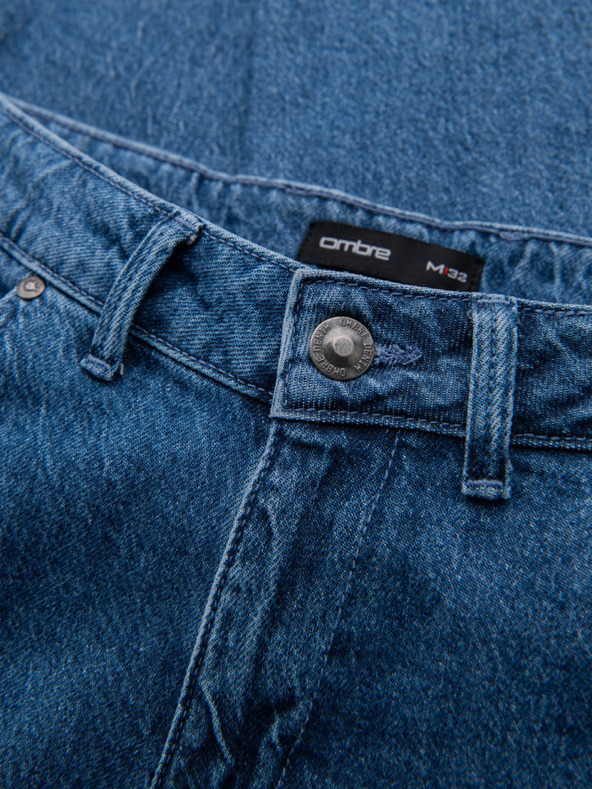 Ombre Clothing Moške klasične sprane kavbojke REGULAR FIT modre barve Ombre oblačila