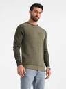 Ombre Clothing Moški pleten pulover RELAXED FIT z vzorcem zelene barve Ombre Clothing