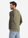 Ombre Clothing Moški pleten pulover RELAXED FIT z vzorcem zelene barve Ombre Clothing
