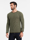 Ombre Clothing Moški pleten pulover RELAXED FIT z vzorcem zelene barve Ombre Clothing