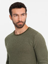 Ombre Clothing Moški pleten pulover RELAXED FIT z vzorcem zelene barve Ombre Clothing