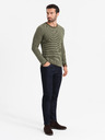 Ombre Clothing Moški pleten pulover RELAXED FIT z vzorcem zelene barve Ombre Clothing