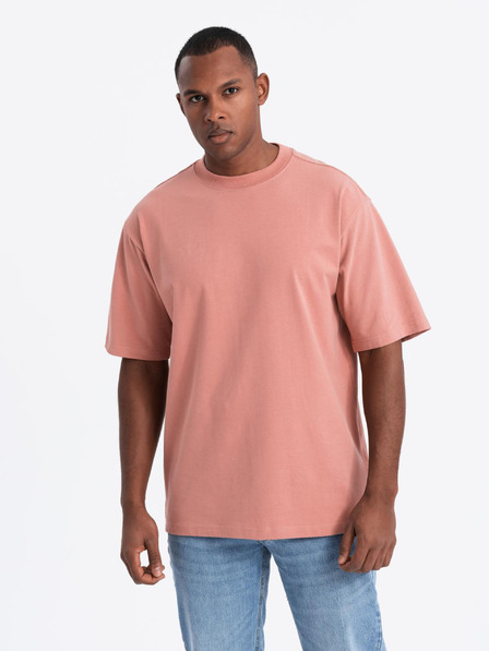 Ombre Clothing Moška majica LOOSE FIT z žepom oranžne barve Ombre Clothing