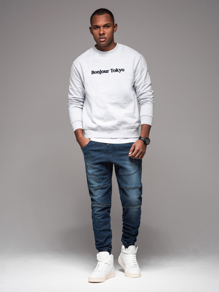 Ombre Clothing Moške hlače JOGGERY s tovornimi žepi na zadrgo modre barve Ombre Clothing