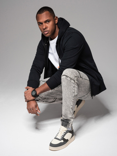 Ombre Clothing Moške hlače JOGGERY s tovornimi žepi na zadrgo sive barve Ombre Clothing